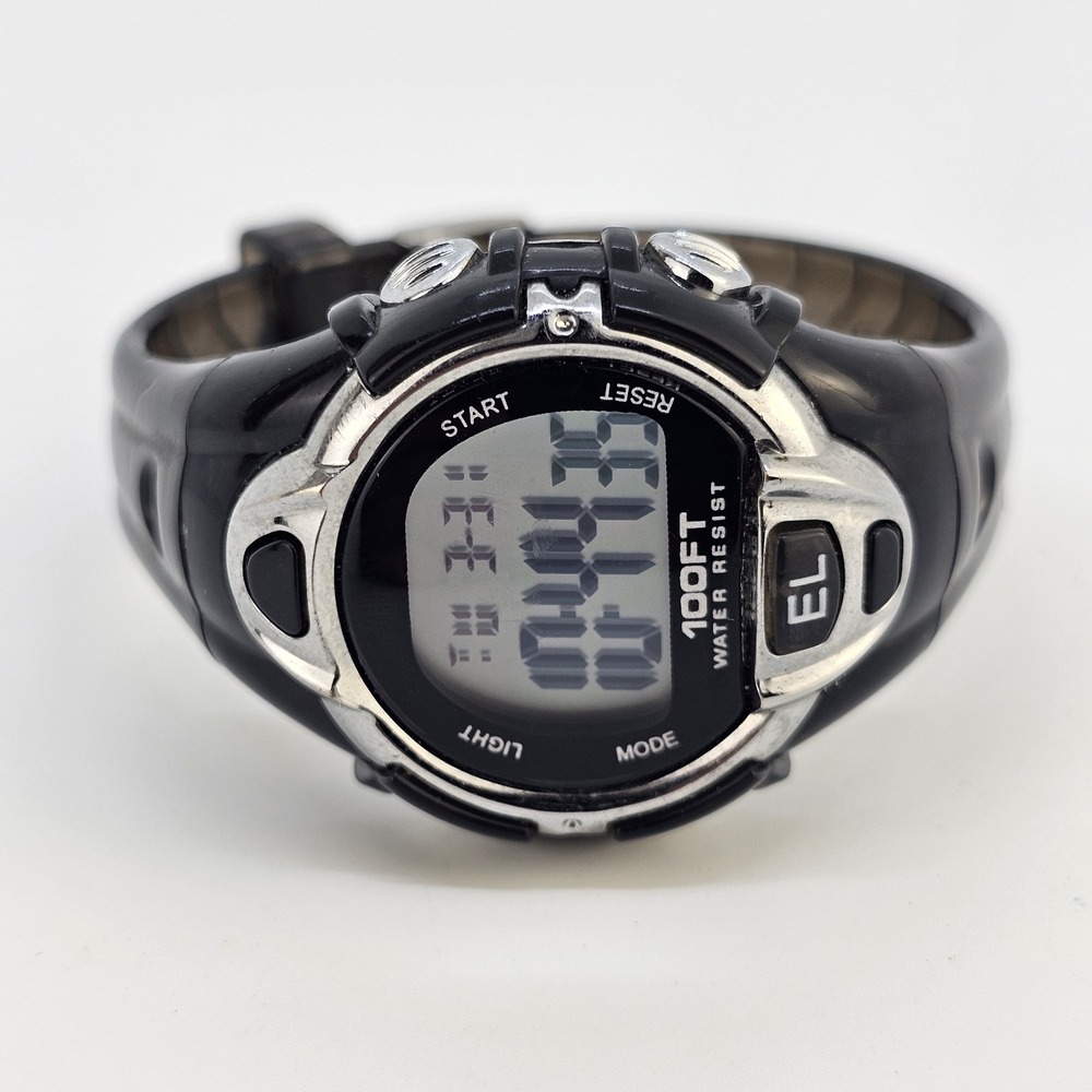 Sport Digital Women Watch 37MM DayDate Black Plastic Bands Up to 6.5" Working